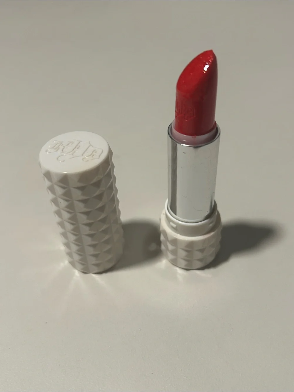 *REASONABLE OFFERS” Studded “KAT VON D” GOLD BLOODED-Shimmery Scarlet Lipstick😘
